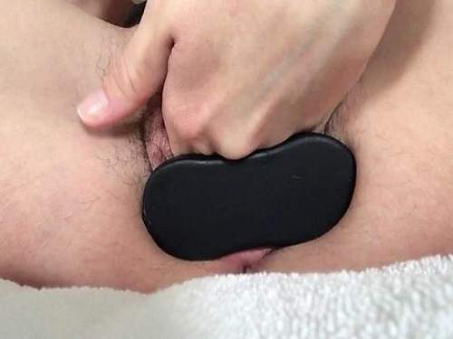 Perverted Wife Insertion Big Plug In Hairy Pussy Close Up