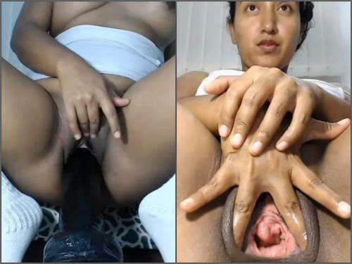 Fisting Latina - Fatty latina teen try fisting and BBC dildo vaginal riding â€“ webcam teen,  closeup download free fisting at our extreme porn hub