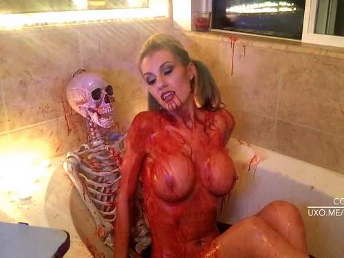 Busty vampire MILF TheStellarGF femdom to skelet – unique Halloween porn - halloween porn, busty girl
