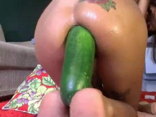 Colossal cucumber anal penetration webcam girl - webcam, dildo anal
