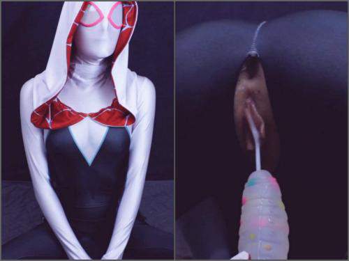 PieAllTheTime spider gwen: a sticky situation - dildo riding, cosplay